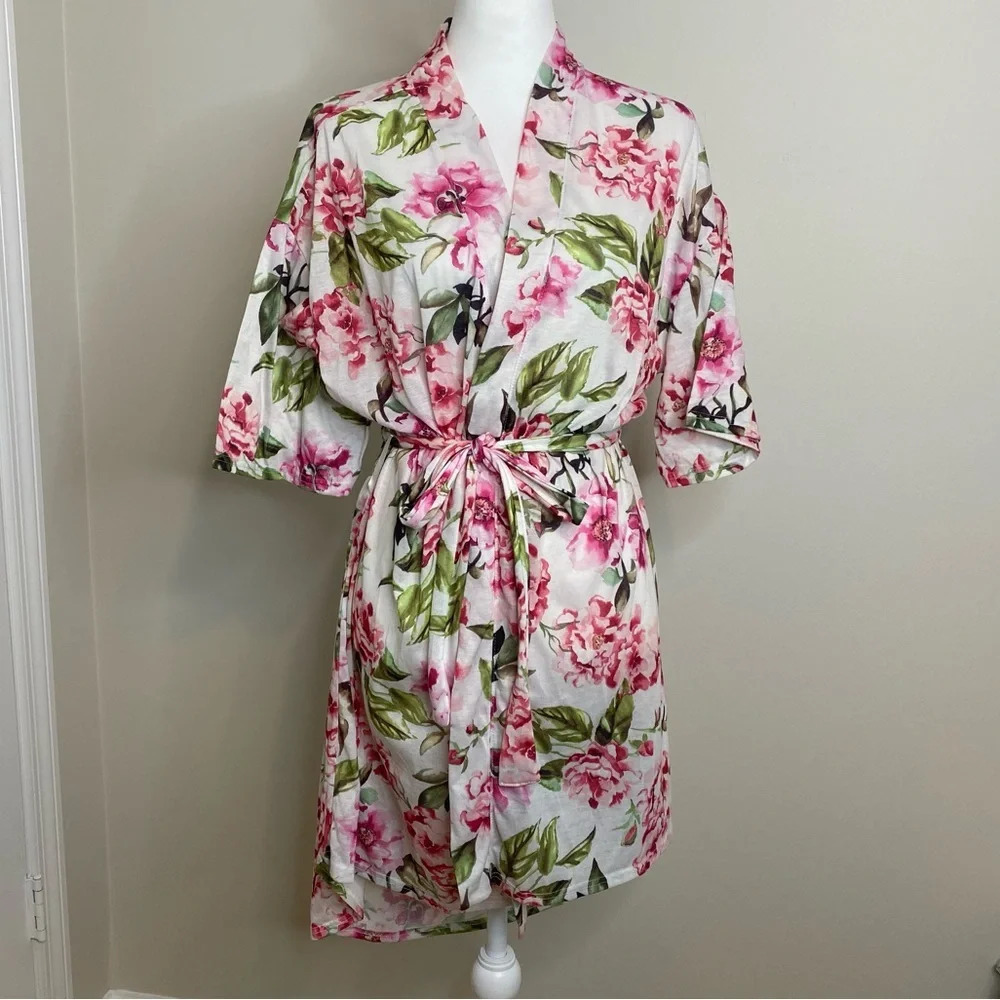 Show Me Your Mumu Pink Cream Pink Floral Robe Kimono Duster Garden of Bl… - Picture 4 of 14